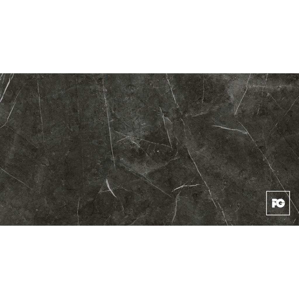 Piso cerámico pulido color nero formato 50x100, modelo Soberano.