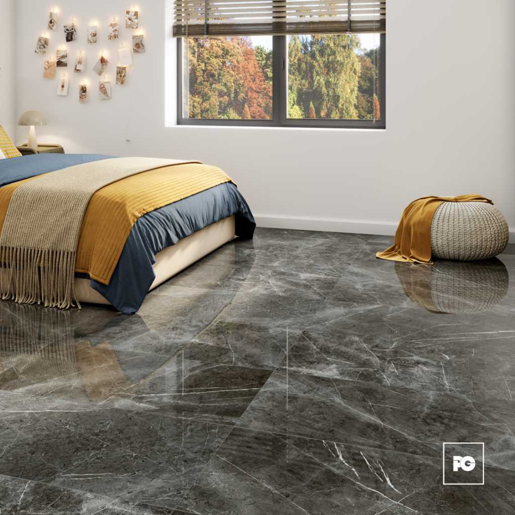 Piso cerámico pulido color nero formato 50x100, modelo Soberano. - Imagen 2