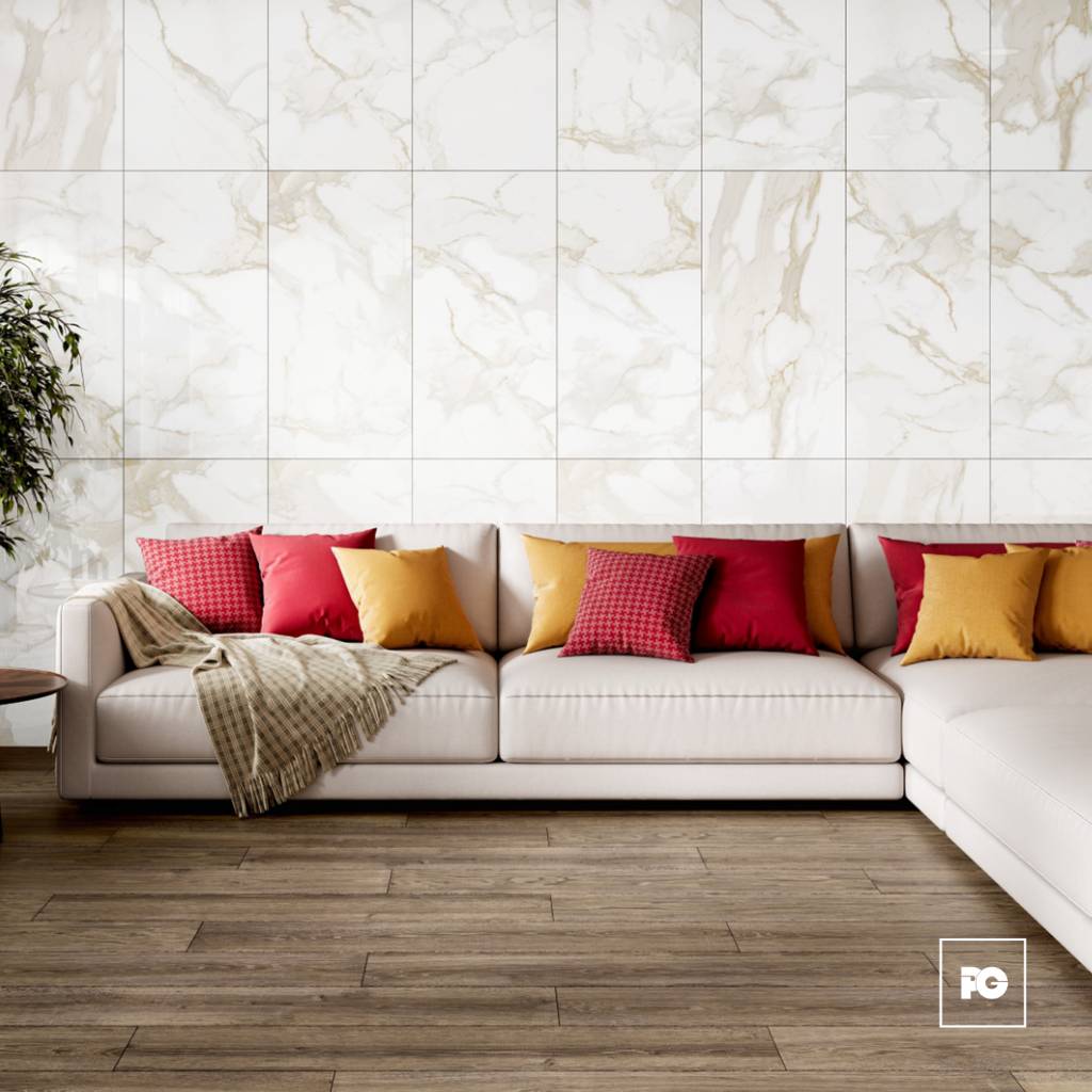 Piso cerámico pulido color oro formato 50x100, modelo Alpino. - Imagen 2