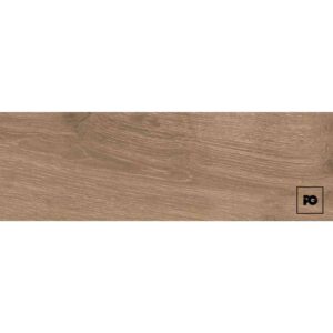 Piso cerámico tipo madera color café formato 18x55, modelo Chalet Wood.