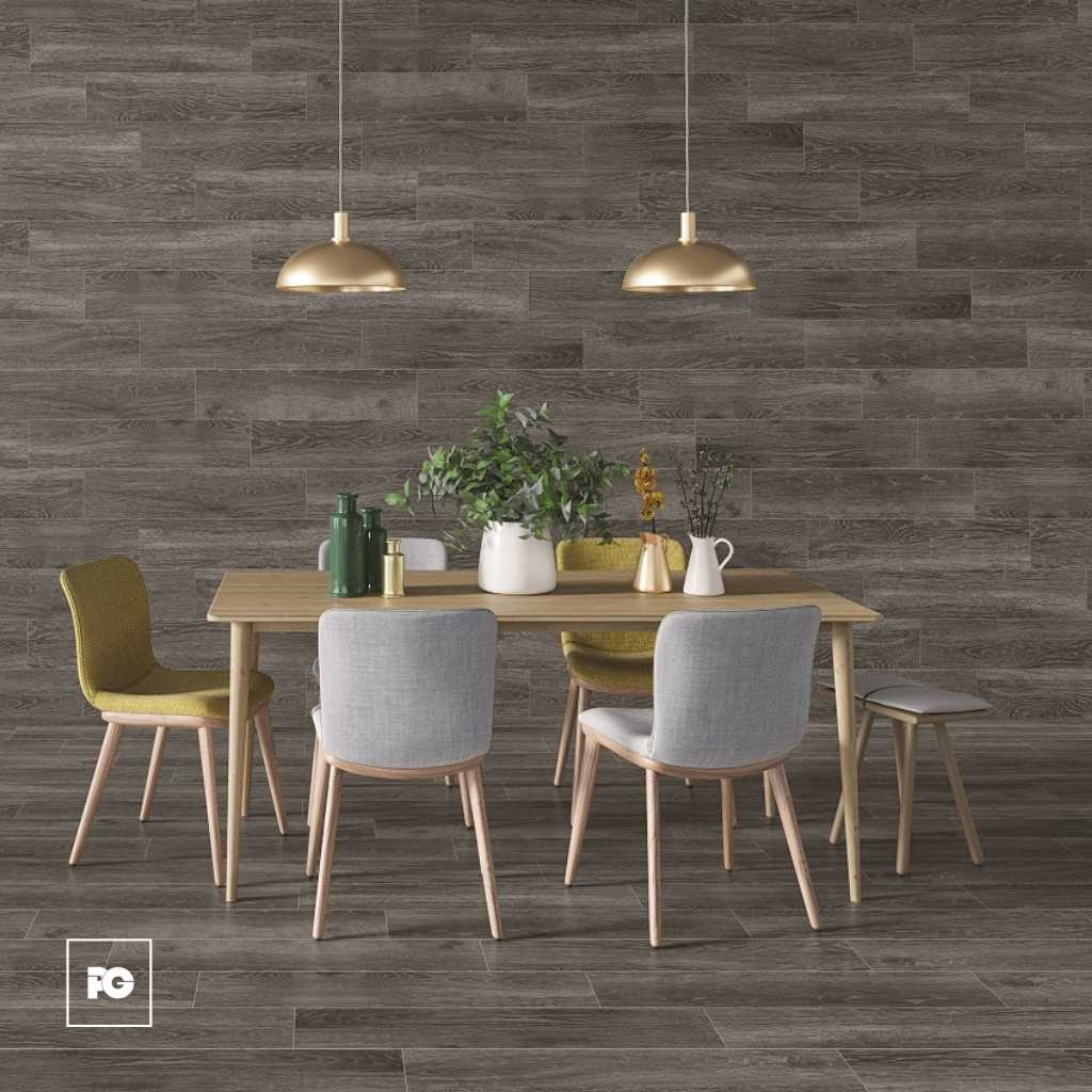 Piso cerámico tipo madera color gris formato 18x55, modelo Chalet Wood. - Imagen 2
