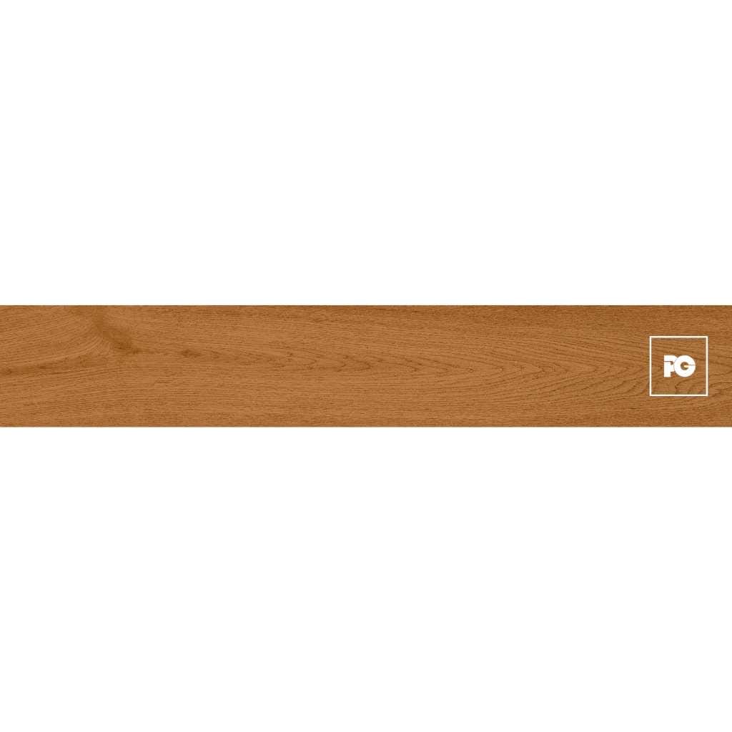 Piso cerámico color cerezo formato 20x120, modelo Madera Dorval.