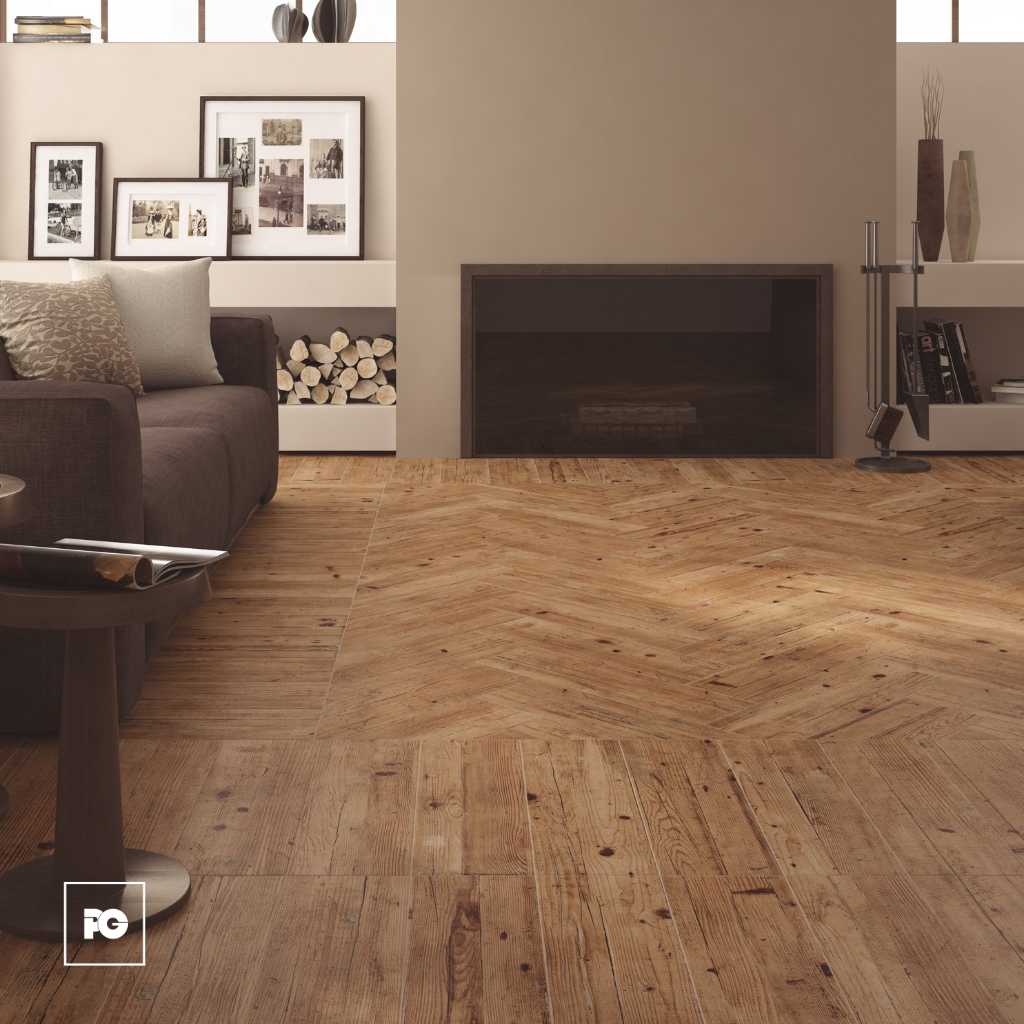 Piso cerámico tipo madera color nogal formato 18x60, modelo American. - Imagen 2